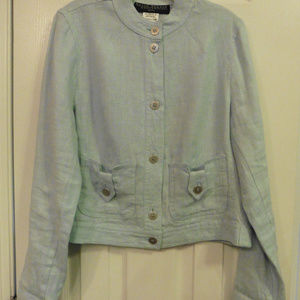 NWT Harve Benard Linen Blue Jacket Blazer SZ 10P